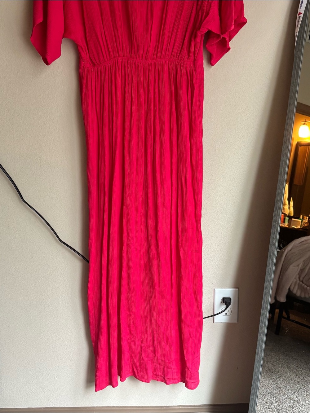 NWT Lovestitch Medium Hot Pink Knot Front Maxi Dress Boho Gauze - Picture 11 of 11